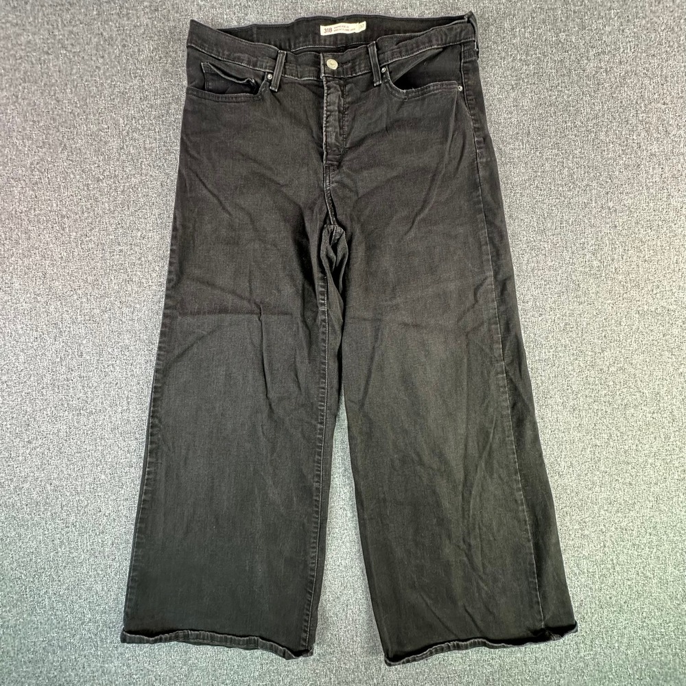 Levis Jeans Womens 32 318 Shaping Wide Leg Black Stretch Denim High Rise